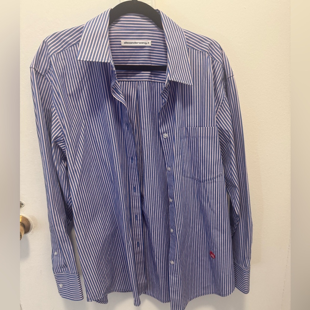 ALEXANDER WANG POPLIN STRIPE OVERSIZED LONG SLEEVE - Picture 2 of 4